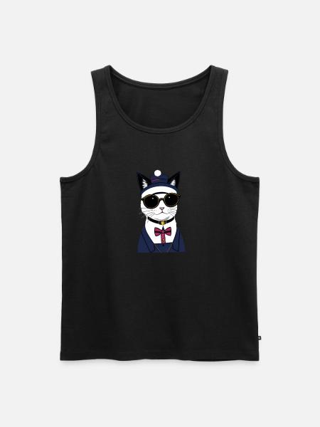 Cool cat with glasses - Men's Premium Organic Tank Top - black