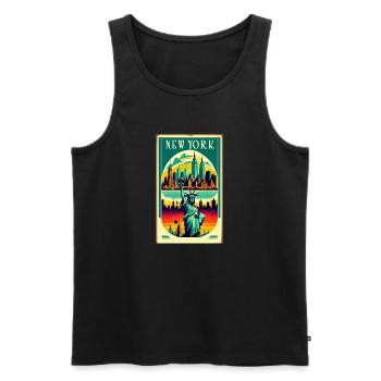 New York Vintage Poster - Men's Premium Organic Tank Top - black - Front - AI Model Male 178 light (178cm)
