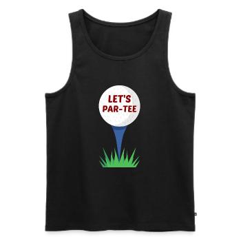 Let's Par-Tee | Golf-Wortspiel - Männer Premium Bio Tank Top - Schwarz - Vorne - AI Model Male 178 light (178cm)