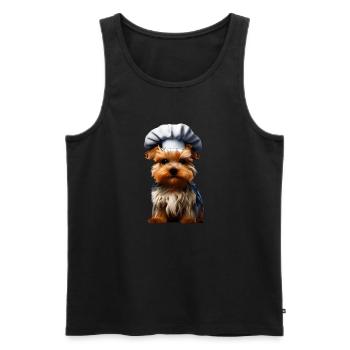 Yorkshire Terrier Chien de cuisine Restaurateur Chiot - Débardeur bio Premium Homme - noir - Devant - Michal (187cm)