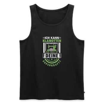 Klamotten Nähen Geschenkidee Superkraft - Männer Premium Bio Tank Top - Schwarz - Vorne - AI Model Male 178 light (178cm)