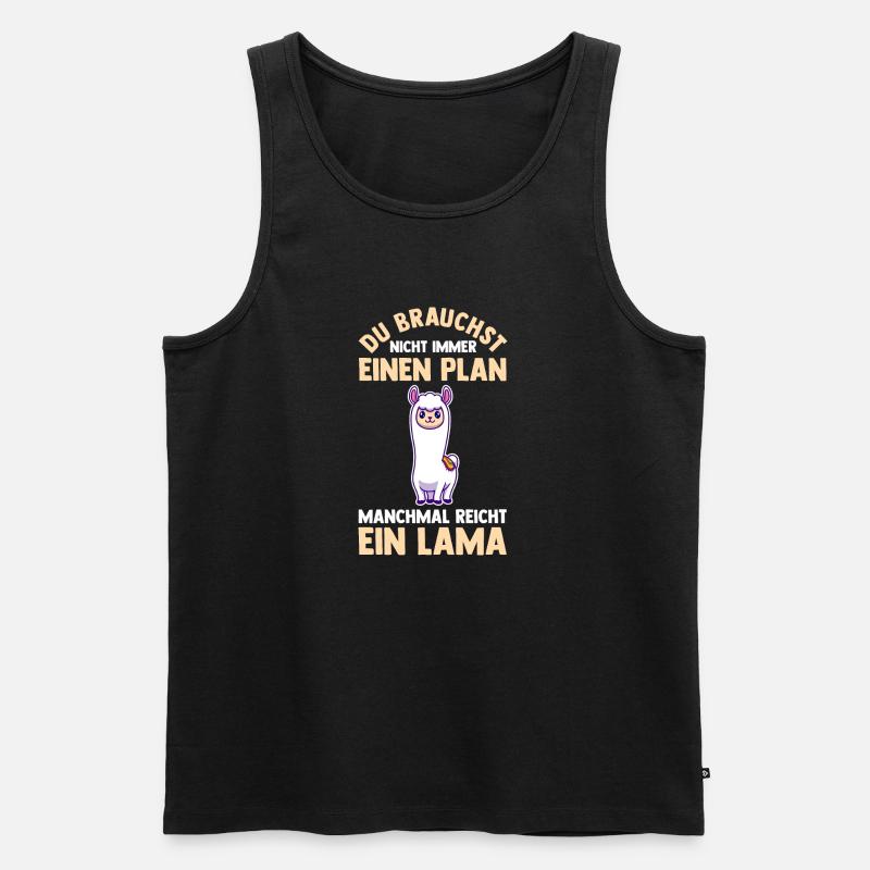 Lama - Männer Premium Bio Tank Top - Schwarz