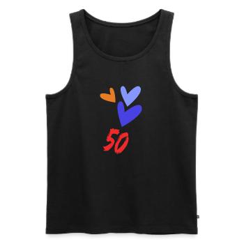 50. 50 ANS. 50e ANNIVERSAIRE. ANNIVERSAIRE 50 ANS. - Débardeur bio Premium Homme - noir - Devant - AI Model Male 178 light (178cm)