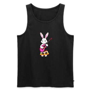 Mignon lapin romantique avec guitare - Débardeur bio Premium Homme - noir - Devant - Michal (187cm)