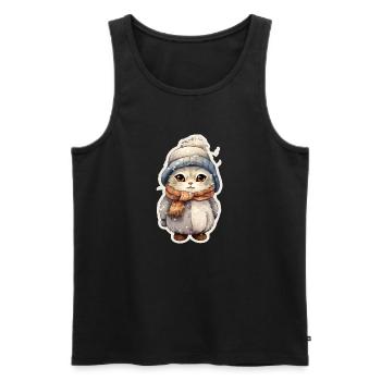 niedliche Katze im Winter - Männer Premium Bio Tank Top - Schwarz - Vorne - AI Model Male 178 light (178cm)