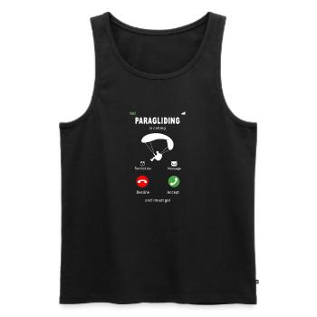 Paragliding is calling - Men's Premium Organic Tank Top - black - Front - Michal (187cm)