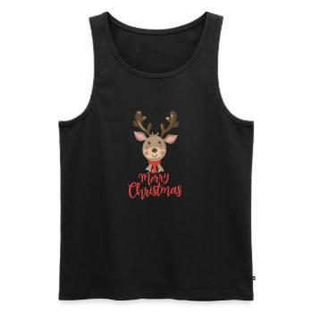 Le renne et l’inscription Joyeux Noël - Débardeur bio Premium Homme - noir - Devant - AI Model Male 178 light (178cm)