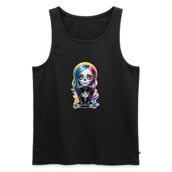Halloween - Rock & Regenbogen - Männer Premium Bio Tank Top - Schwarz - Vorne - Michal (187cm)