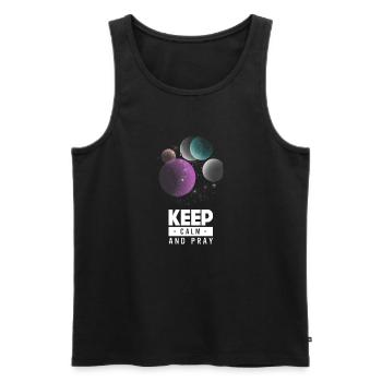 Keep Calm and Pray - Männer Premium Bio Tank Top - Schwarz - Vorne - Michal (187cm)