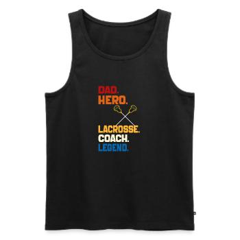 Dad Hero Lacrosse Coach Legend 2024 Sports Vintage - Men's Premium Organic Tank Top - black - Front - AI Model Male 178 light (178cm)