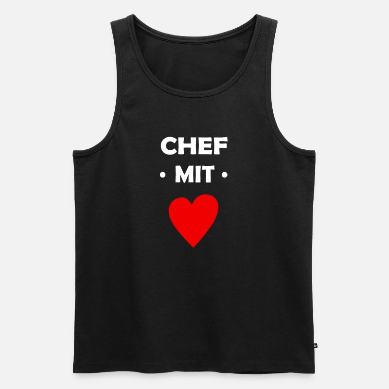 Chef mit Herz - Männer Premium Bio Tank Top - Schwarz