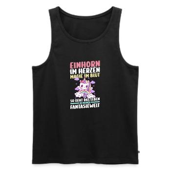Licorne arc-en-ciel magique - Débardeur bio Premium Homme - noir - Devant - Michal (187cm)