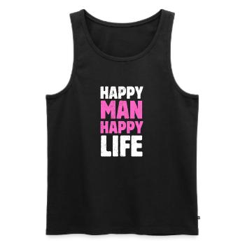 Happy Man Happy Life Husband Happy Life - Men's Premium Organic Tank Top - black - Front - Michal (187cm)