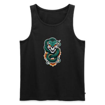 serpent squelette et tatouage - Débardeur bio Premium Homme - noir - Devant - AI Model Male 178 light (178cm)