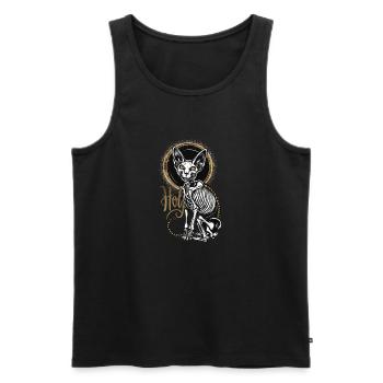 chat sphinx squelette tatouage - Débardeur bio Premium Homme - noir - Devant - AI Model Male 178 light (178cm)