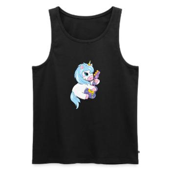 Niedliches Baby-Einhorn spielt Gitarre - Männer Premium Bio Tank Top - Schwarz - Vorne - Michal (187cm)