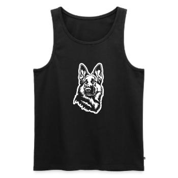 Tête de chien de berger allemand - Débardeur bio Premium Homme - noir - Devant - Michal (187cm)