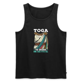 Toga de fête costumée grecque - Débardeur bio Premium Homme - noir - Devant - AI Model Male 178 light (178cm)