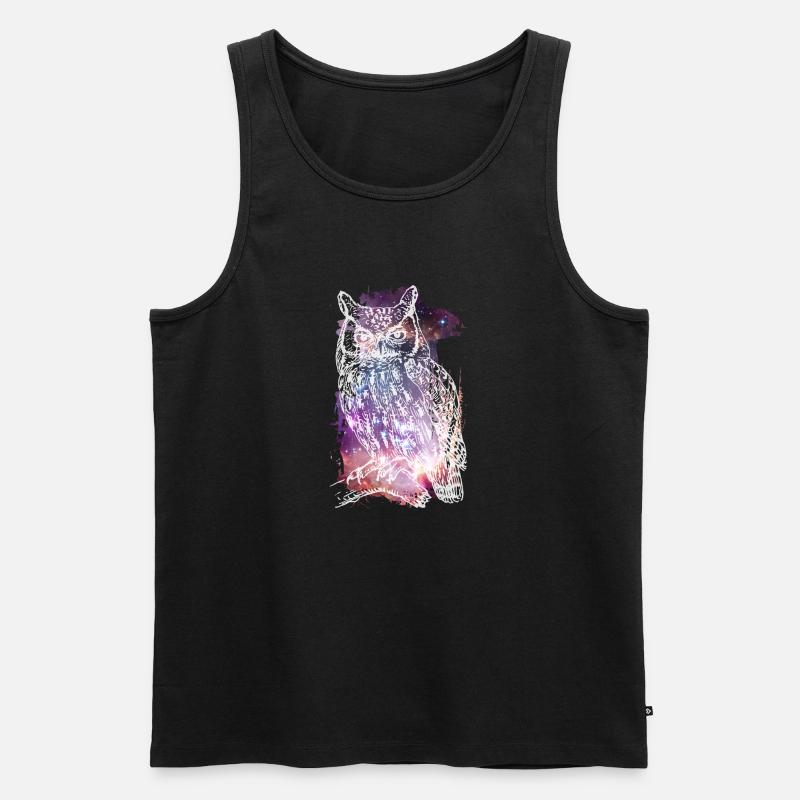Die kosmische Eule - Männer Premium Bio Tank Top - Schwarz