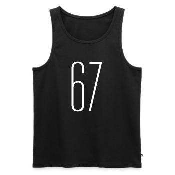 67 - Débardeur bio Premium Homme - noir - Devant - AI Model Male 178 light (178cm)