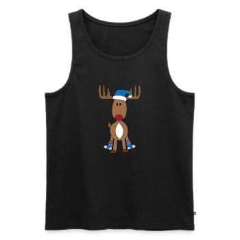 Funny moose for Christmas - Men's Premium Organic Tank Top - black - Front - AI Model Male 178 light (178cm)