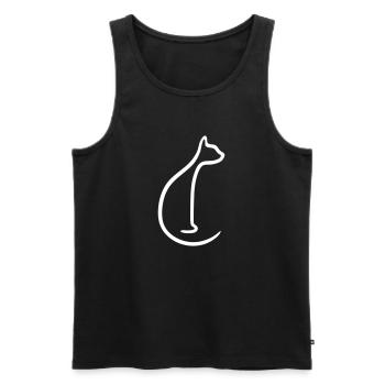 Sitzende Katze Linie Silhouette Schatten Umriss - Männer Premium Bio Tank Top - Schwarz - Vorne - AI Model Male 178 light (178cm)