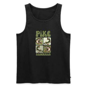 Hechtfischer – Vintage Hechtfisch Kunst - Männer Premium Bio Tank Top - Schwarz - Vorne - AI Model Male 178 light (178cm)