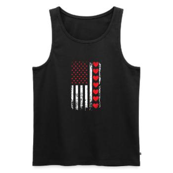 Valentine's Day US Flag - Patriotic - Men's Premium Organic Tank Top - black - Front - Michal (187cm)