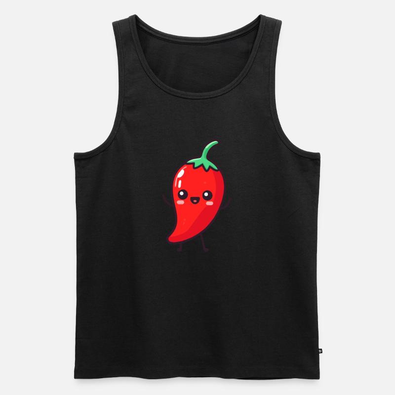 Glücklicher Peperoni - Männer Premium Bio Tank Top - Schwarz
