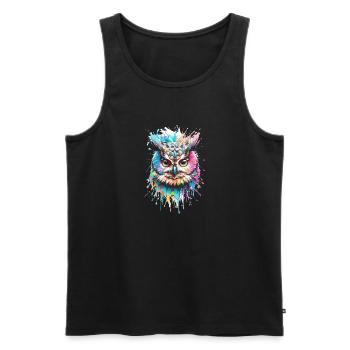 eule,graffiti,malerei,bunt, Aquarell - Männer Premium Bio Tank Top - Schwarz - Vorne - Michal (187cm)