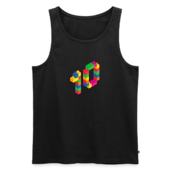 Cute Block Building 10th Birthday Gift 10 Year - Men's Premium Organic Tank Top - black - Front - AI Model Male 178 light (178cm)