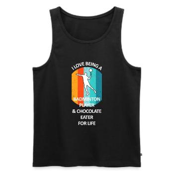 Badminton Badminton Badminton Player Chocolate - Men's Premium Organic Tank Top - black - Front - AI Model Male 178 light (178cm)