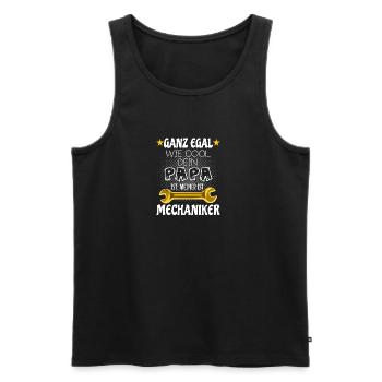 Mein Papa ist Mechaniker - Männer Premium Bio Tank Top - Schwarz - Vorne - Michal (187cm)