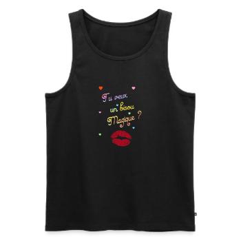 bisou magique - Débardeur bio Premium Homme - noir - Devant - AI Model Male 178 light (178cm)