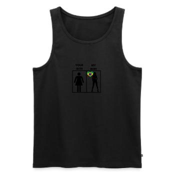 Brésil cadeau ma femme votre - Débardeur bio Premium Homme - noir - Devant - Michal (187cm)
