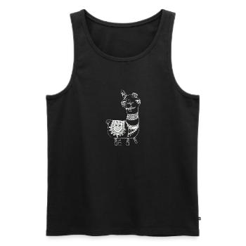 Lama,alpaka, Illustration, Comic,weiss - Männer Premium Bio Tank Top - Schwarz - Vorne - AI Model Male 178 light (178cm)