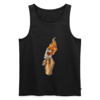 Hand with Burning Ace Card | Poker Luck Gambler - Men's Premium Organic Tank Top - black - Front - Michal (187cm)