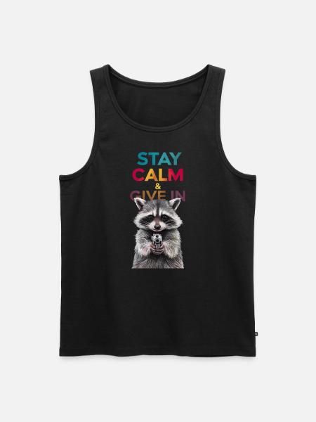 Meme Waschbär - Männer Premium Bio Tank Top - Schwarz