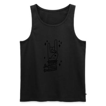 Death Before Mainstream - heavy metal hand gesture - Men's Premium Organic Tank Top - black - Front - AI Model Male 178 light (178cm)