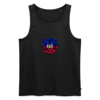 Haiti - Men's Premium Organic Tank Top - black - Front - Michal (187cm)
