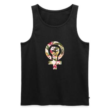 Feministen Faust -Feministin - Frauenrechte-Blumen - Männer Premium Bio Tank Top - Schwarz - Vorne - Michal (187cm)