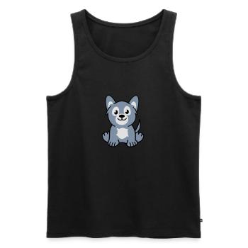 young wolf - Männer Premium Bio Tank Top - Schwarz - Vorne - AI Model Male 178 light (178cm)