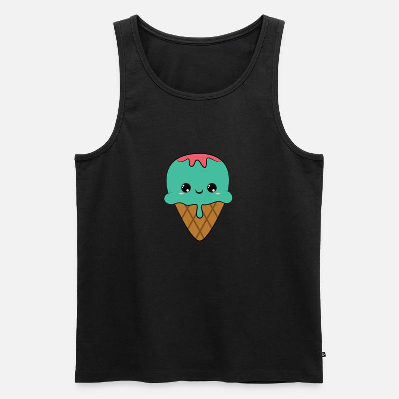 cute smiling ice cream cone, süßes lächelndes eis - Männer Premium Bio Tank Top - Schwarz