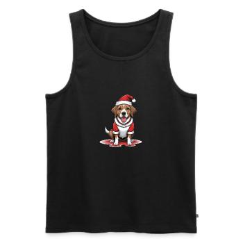 Père Noël chien Père Noël Cadeau chien - Débardeur bio Premium Homme - noir - Devant - Michal (187cm)
