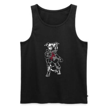 Staffordshire mit Teddy - Männer Premium Bio Tank Top - Schwarz - Vorne - Michal (187cm)