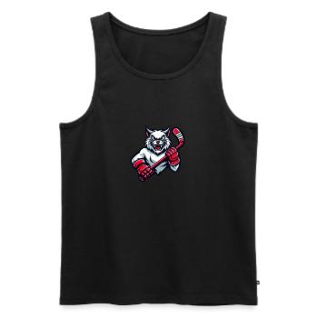 Chat jouant au hockey Drôle de joueur de hockey sur glace - Débardeur bio Premium Homme - noir - Devant - Michal (187cm)