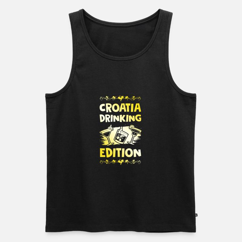 Croatia Drinking Spruch - Männer Premium Bio Tank Top - Schwarz