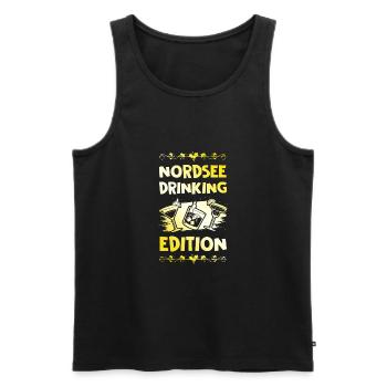 North Sea Drinking Saying - Men's Premium Organic Tank Top - black - Front - Michal (187cm)