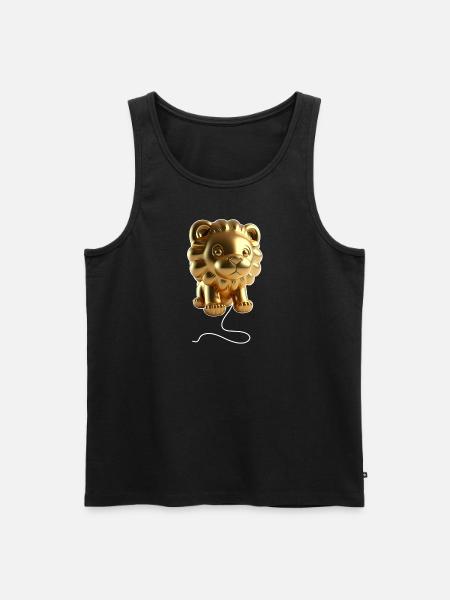 Löwe Ballon - Gold - Männer Premium Bio Tank Top - Schwarz