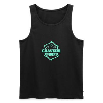 Profession Engraver - Men's Premium Organic Tank Top - black - Front - Michal (187cm)